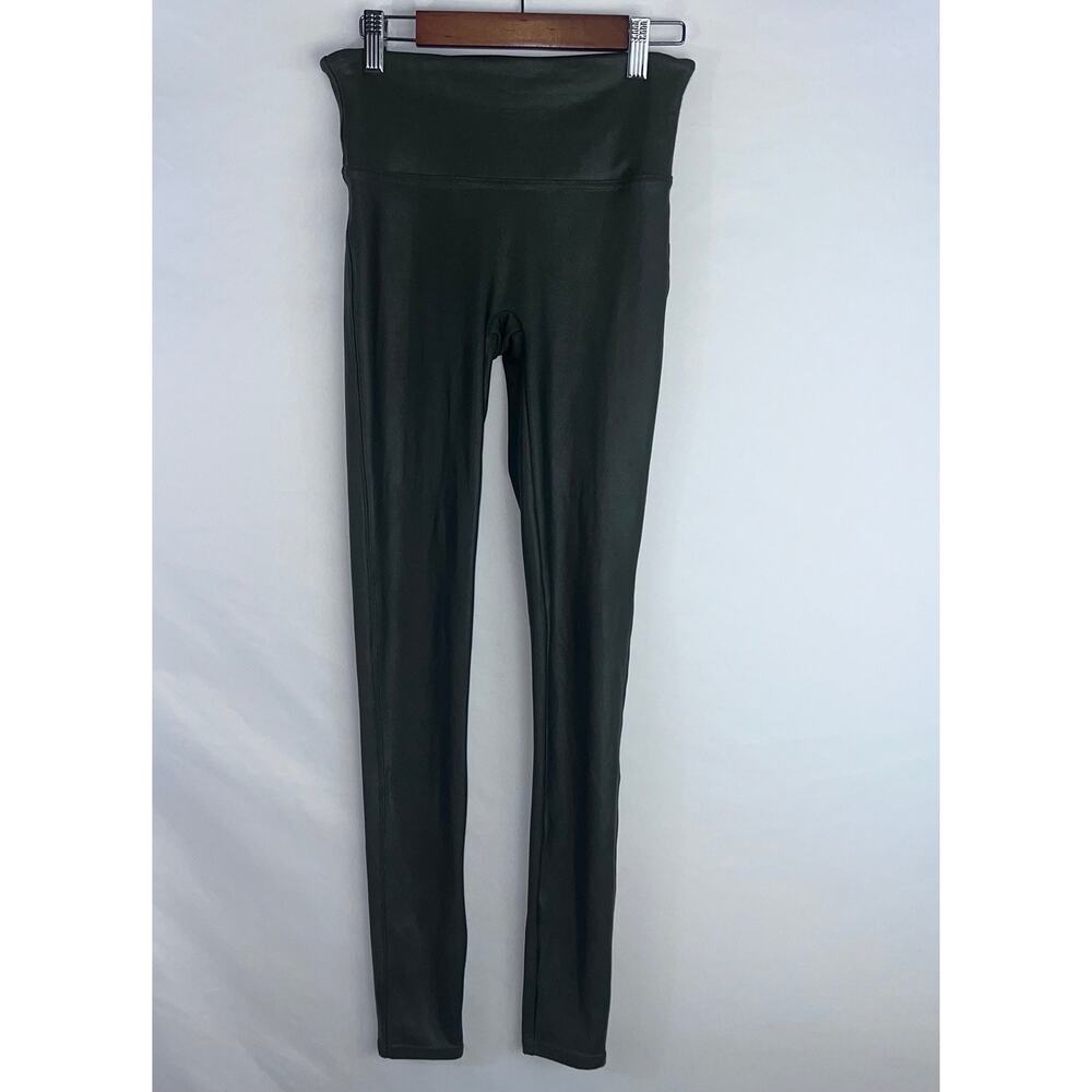 Spanx Women's‎ Faux Leather Leggings Olive Green Size Small